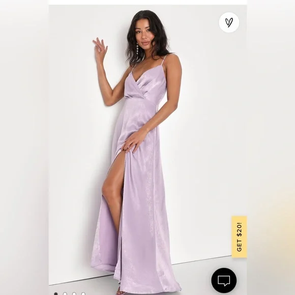 chinese dress ladies Lavender Satin Prom Dresses with Slit Spaghetti Strap Evening Dress FD   Viniodress